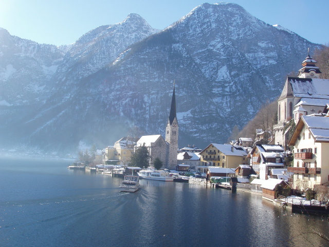 Австрия Эстетика Hallstatt зима